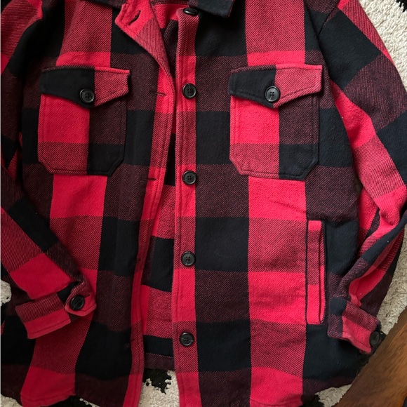 Lucky Brand Red/Black Plaid Shacket Medium - Picture 5 of 7